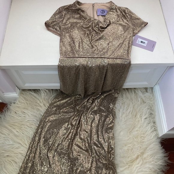 JS COLLECTIONS Cowl Neck Sequin Gown - Picture 4 of 12